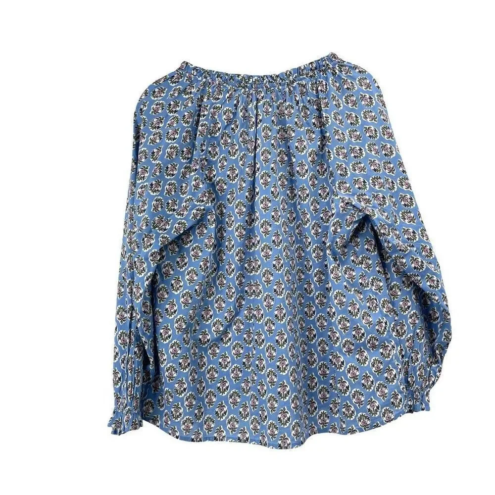 J. Crew floral Cotton artist top blouse‎ Sz S Quiet Harbor Bright Pep
